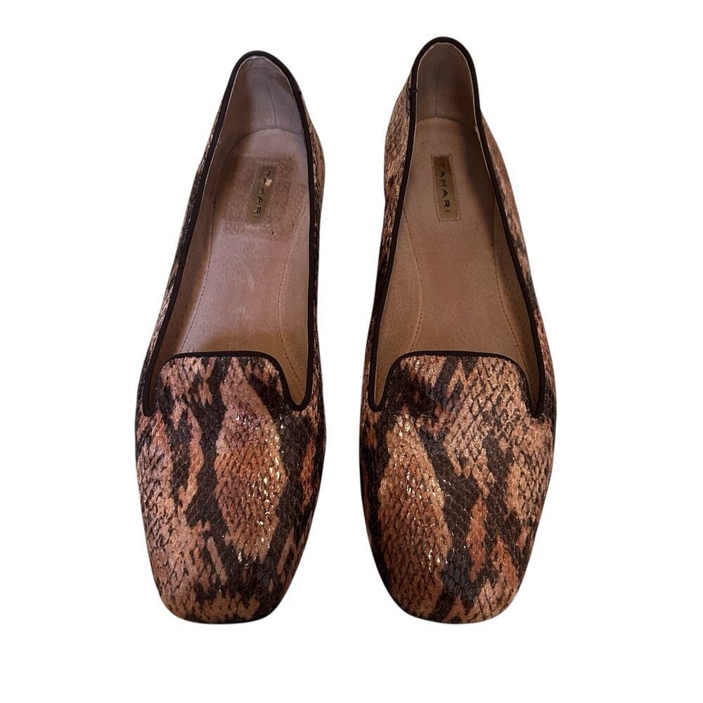 Tahari Women’s Clementine Snake Print Flats Loafers Shoes Size 8 1/2M
